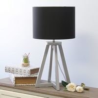 Simple Designs - Interlocked Triangular Gray Wood Table Lamp with Fabric Shade - Gray/Black - Alternate Views