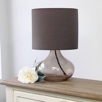 Simple Designs - Glass Raindrop Table Lamp with Fabric Shade - Smoke Gray/Gray - Alternate Views