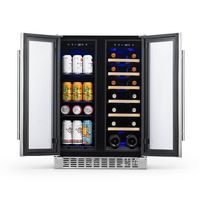 NewAir - 18-Bottle or 58-Can French Door Dual Zone Wine Refrigerator with SplitShelf and Beech Wo... - Alternate Views