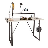 OSP Home Furnishings - Tinker Desk with Accessory Bar - Light Grey - Alternate Views