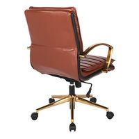 OSP Home Furnishings - Mid-Back Faux Leather Chair with Gold Finish in Faux Leather - Saddle - Alternate Views