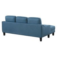 OSP Home Furnishings - Lester Sofa with Chaise and Twin Sleeper in fabric with Black legs - Blue - Alternate Views