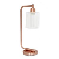 Simple Designs - Bronson Antique Style Industrial Iron Lantern Desk Lamp with Glass Shade - Rose ... - Alternate Views