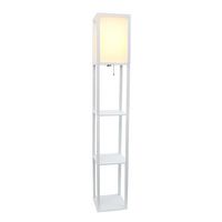 Simple Designs - Floor Lamp Etagere Organizer Storage Shelf with Linen Shade - White - Alternate Views