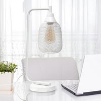 Lalia Home - Industrial Mesh Desk Lamp - White - Alternate Views