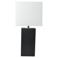 Elegant Designs - Modern Leather Table Lamp with USB and White Fabric Shade - Black - Alternate Views