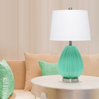 Lalia Home - Pleated Table Lamp with Fabric Shade - White - Alternate Views