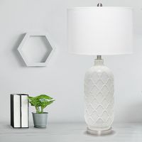 Lalia Home - Argyle Classic Table Lamp with Fabric Shade - White - Alternate Views