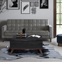 Simpli Home - Owen 36 inch Wide Mid Century Modern Square Coffee Table Storage Ottoman - Midnight... - Alternate Views