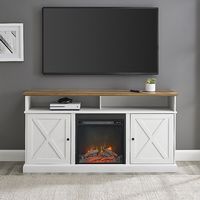 Walker Edison - Farmhouse Tall Barndoor Soundbar Storage Fireplace TV Stand for Most TVs up to 65... - Alternate Views