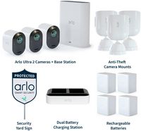 Arlo - Ultra 2 Spotlight 3-Camera Security Bundle Indoor/Outdoor Wireless 4K Security System - White - Alternate Views