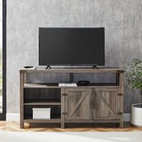 Walker Edison - Modern Farmhouse Barn Door Highboy TV Stand for TVs up to 65