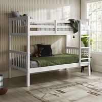 Walker Edison - Solid Wood Twin over Twin Mission Design Bunk Bed - White - Alternate Views