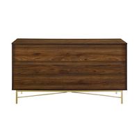 Walker Edison - 56” Contemporary 4 Drawer Gold Accent Dresser - Dark Walnut - Alternate Views