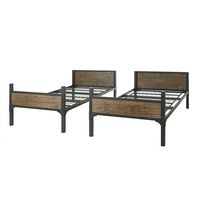 Walker Edison - Rustic Industrial Twin over Twin Wood Bunk Bed - Black - Alternate Views