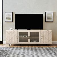 Walker Edison - Modern Herringbone TV Stand for TVs up to 80” - Birch - Alternate Views