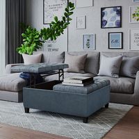 Simpli Home - Harrison 36 inch Wide Transitional Square Coffee Table Storage Ottoman in Faux Leat... - Alternate Views