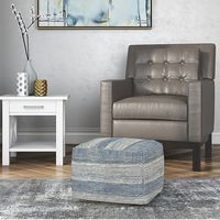 Simpli Home - Clay Square Pouf - Patterened Teal Melange - Alternate Views