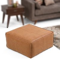 Simpli Home - Brody Large Square Coffee Table Pouf - Distressed Brown - Alternate Views