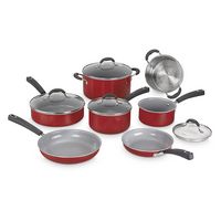 Cuisinart - Ceramica XT Nonstick 11-Piece Cookware Set - Red - Alternate Views