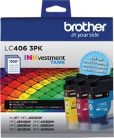 Brother - LC406 3PK 3-Pack INKvestment Tank Ink Cartridges - Cyan/Magenta/Yellow - Alternate Views