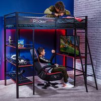 X Rocker - Fortress Gaming Bunk with Desk and Shelving - Black - Alternate Views