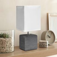 Simple Designs - Petite Faux Stone Table Lamp with Fabric Shade - Gray base/White Shade - Alternate Views