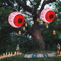 Costway - 2 Pack 3 FT Halloween Inflatable Eyeballs w/ Air Blower & LED Lights - Red - Alternate Views