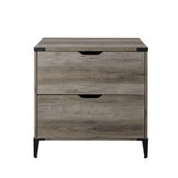 Walker Edison - Modern Farmhouse Angle Iron 2-Drawer Filing Cabinet - Grey Wash - Alternate Views