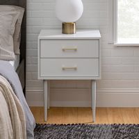 Walker Edison - 2-Piece Mid-Century 2-Drawer Side Table Set - White - Alternate Views