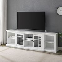 Walker Edison - Classic Glass-Door TV Stand for most TVs up to 88” - White - Alternate Views