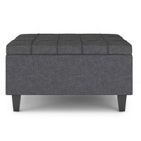 Simpli Home - Harrison Small Coffee Table Storage Ottoman - Slate Grey - Alternate Views