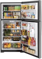 GE - 21.9 Cu. Ft. Top-Freezer Refrigerator with Garage Ready Performance - Stainless Steel - Alternate Views