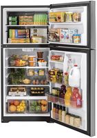 GE - 21.9 Cu. Ft. Garage-Ready Top-Freezer Refrigerator - Stainless Steel - Alternate Views