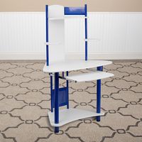 Alamont Home - Walker Triangle Contemporary Laminate Home Office Desk - Blue and White - Alternate Views
