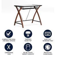 Alamont Home - Jude Rectangle Contemporary Glass  Home Office Desk - Clear/Cherry - Alternate Views