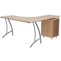 Alamont Home - L Contemporary Laminate Home Office Desk - Beech - Alternate Views