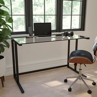 Alamont Home - Singleton Rectangle Contemporary Glass Home Office Desk - Clear/Black - Alternate Views