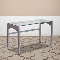Alamont Home - Jayden Rectangle Contemporary Glass Home Office Desk - Clear/Silver - Alternate Views