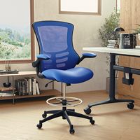 Alamont Home - Kelista Contemporary Mesh Drafting Stool - Blue Mesh - Alternate Views