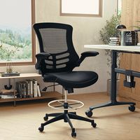 Alamont Home - Kelista Contemporary Mesh Drafting Stool - Black LeatherSoft/Mesh - Alternate Views