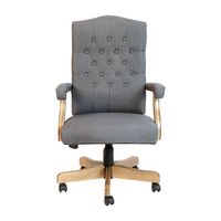 Alamont Home - Derrick Traditional Fabric Swivel Office Chair - Gray Fabric/Driftwood - Alternate Views