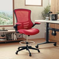 Alamont Home - Kelista Contemporary Mesh Drafting Stool - Red Mesh - Alternate Views