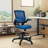 Alamont Home - Kale Contemporary Mesh Drafting Stool - Blue - Alternate Views