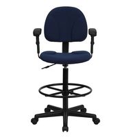 Alamont Home - Bruce Contemporary Fabric Drafting Stool - Navy Blue Patterned - Alternate Views