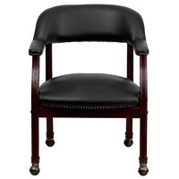 Alamont Home - Sarah  Traditional Vinyl Side Chair - Upholstered - Black Vinyl - Alternate Views