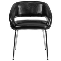 Alamont Home - Fusion Contemporary Leather/Faux Leather Side Chair - Upholstered - Black - Alternate Views