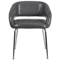 Alamont Home - Fusion  Contemporary Leather/Faux Leather Side Chair - Upholstered - Gray - Alternate Views