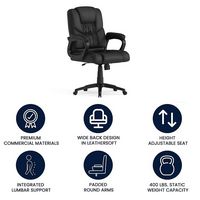 Alamont Home - Contemporary Leather/Faux Leather Big & Tall Swivel Office Chair - Black - Alternate Views