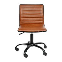 Alamont Home - Alan Contemporary Vinyl Swivel Office Chair - Brown Vinyl/Black Frame - Alternate Views